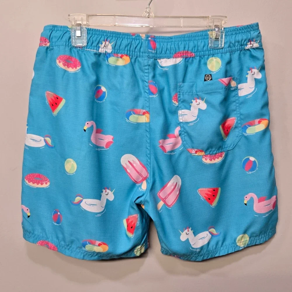 Maui & Sons Swim Trunks Pool Shorts Men Size XL Blue Retro Sport 80s Unicorn Fun